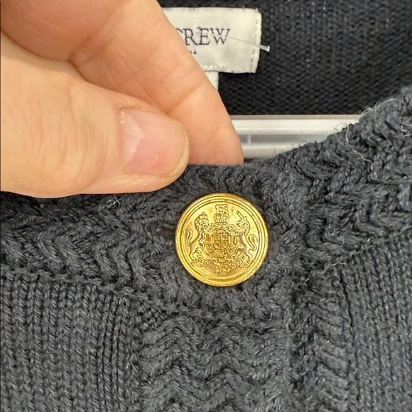 J. Crew Factory Cotton-blend Cardigan Sweater Lady Jacket gold-tone buttons M